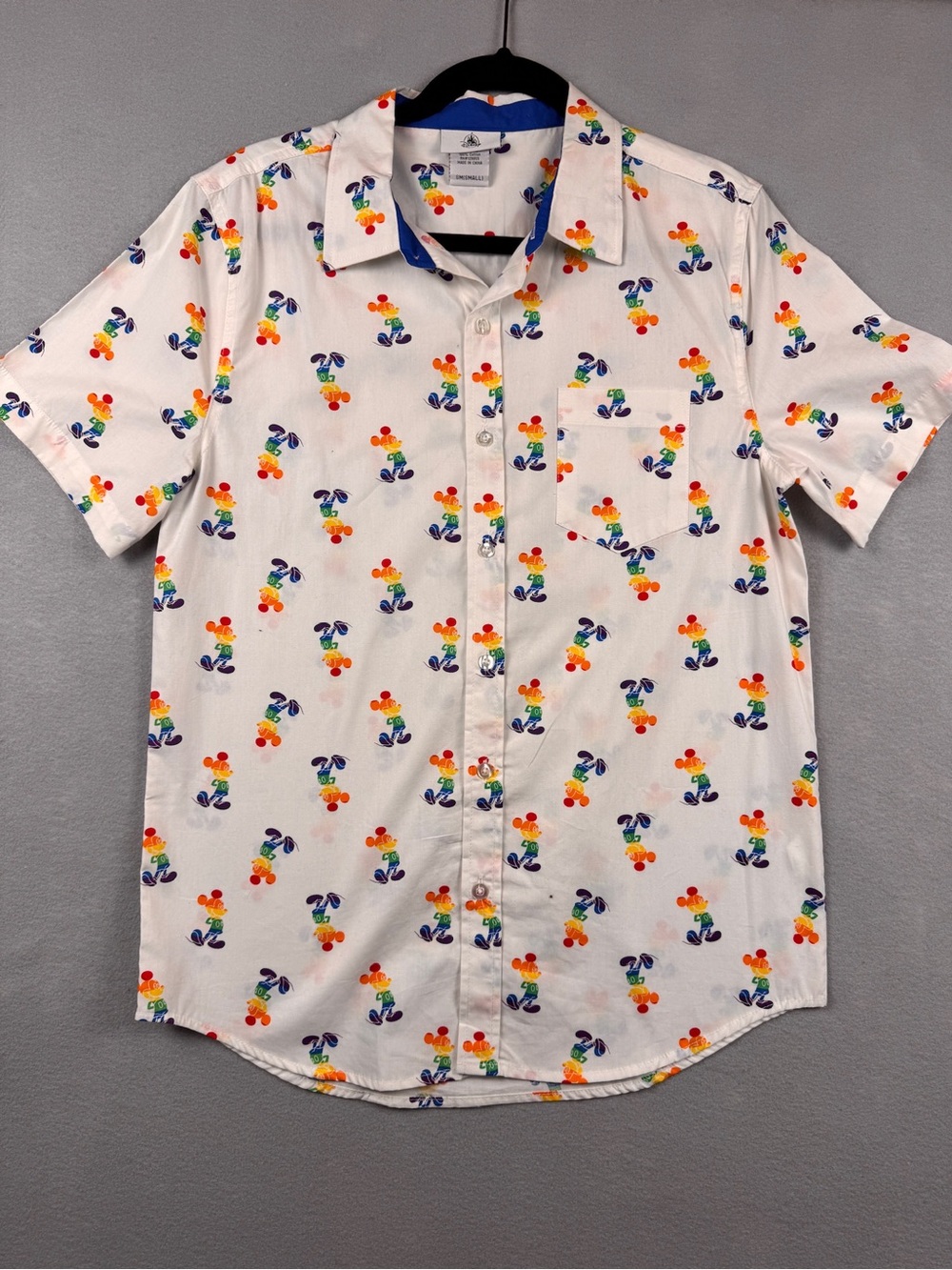 Disney Mickey Mouse Rainbow Button Up Size S Unisex Pride Month
